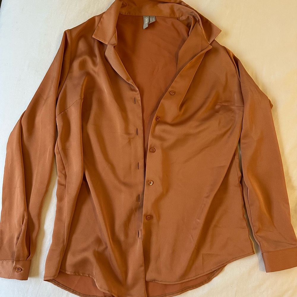 Rust Orange Button-Up Shirt